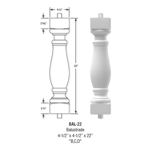 Architectural Augmentations Polyurethane Baluster Prices B7028-S