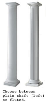 Plain and fluted tapered columns