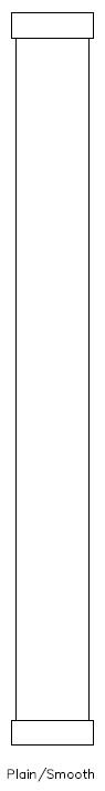 Line drawing of PVC Square 
Plain Panel Column Wrap, Basic Cap & Base