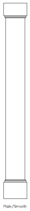 Line drawing of PVC Square 
Plain Panel Column Wrap, 
Mission Cap & Base