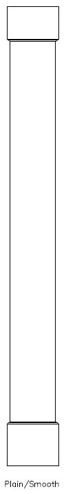 Line drawing of PVC Square 
Plain Panel Column Wrap, 
Standard Cap & Base