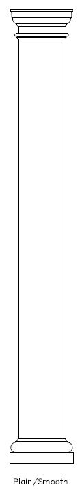 Line drawing of PVC Square 
Plain Panel Column Wrap, 
Tuscan Cap & Base