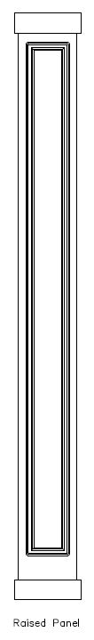 Line drawing of PVC Square 
Raised Panel Column Wrap, 
Basic Cap & Base