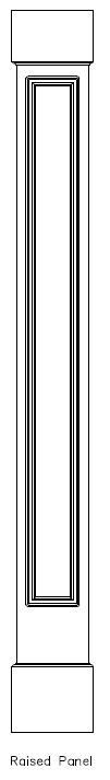 Line drawing of PVC Square 
Raised Column Wrap, Standard Cap & Base