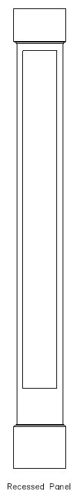 Line drawing of PVC Square 
Recessed Column Wrap, Standard Cap & Base